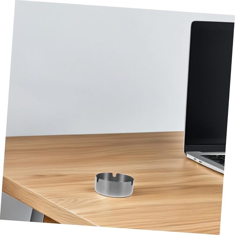 Modern Windproof Stainless Steel Ashtray 8cm Round Indoor Outdoor Home Office 2pcs - Image 5